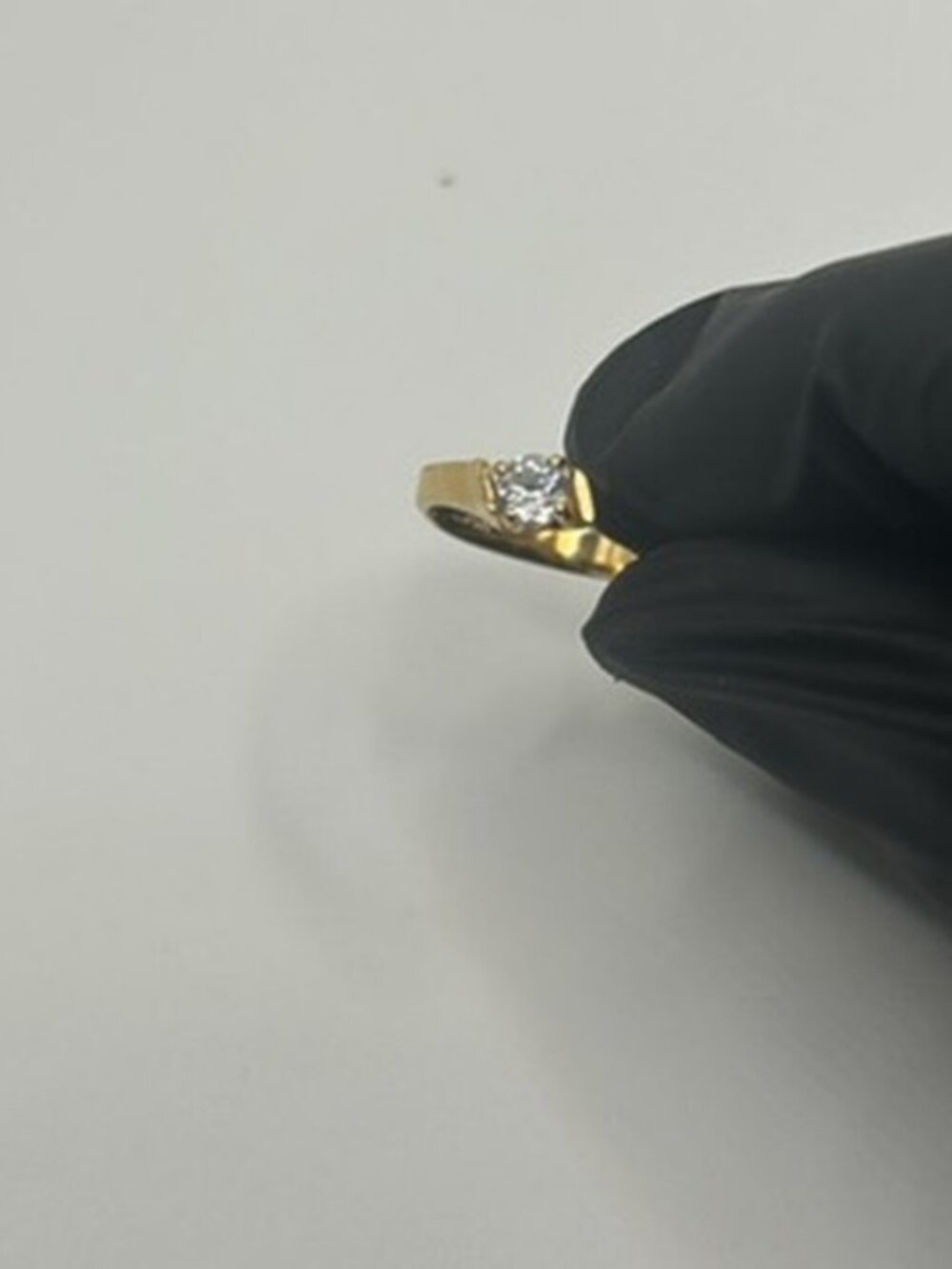 Vintage Gold Slanted CZ Ring Womens Cute 18k Plated Statement Dainty New